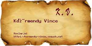 Körmendy Vince névjegykártya
