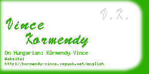 vince kormendy business card
