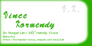 vince kormendy business card